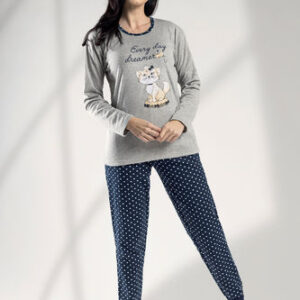 PIJAMA ALGODON AFELPADO MUJER LIN 6536